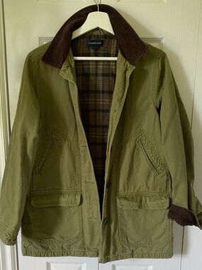 Lands' End Classic Barn Coat Field Jacket Cotton  Canvas Flannel Lined Size Smal